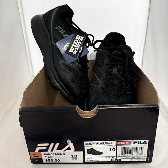 Fila Memory Panorama 8 Men’s Black Athletic Shoe Sz 10 Wide (4E) - Picture 2 of 7